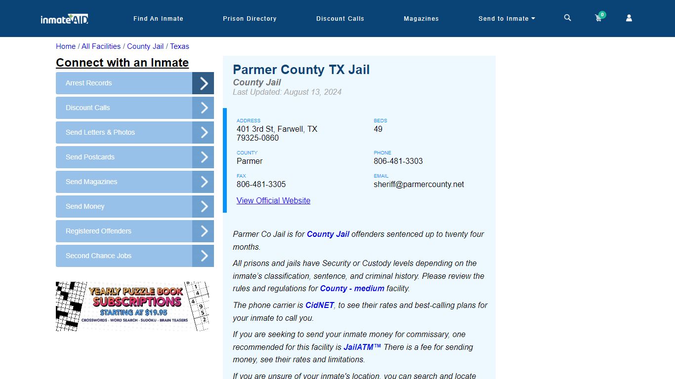 Parmer County TX Jail - Inmate Locator